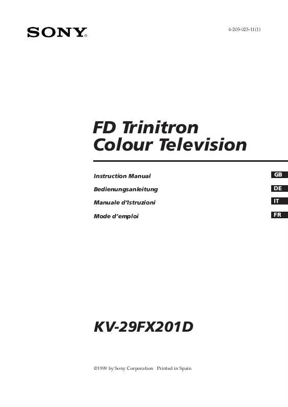 Mode d'emploi SONY KV-29FX201D