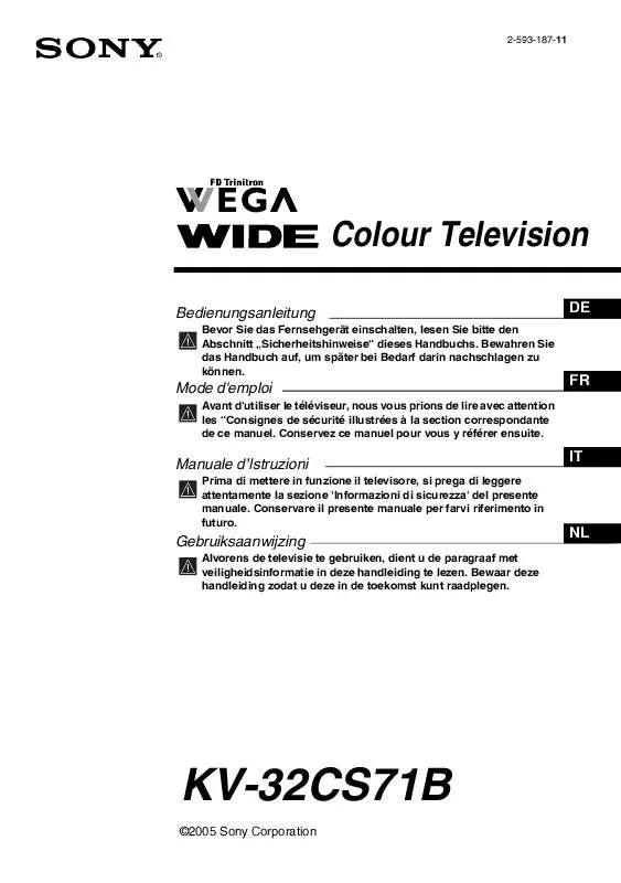 Mode d'emploi SONY KV-32CS71