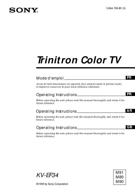 Mode d'emploi SONY KV-EF34M91