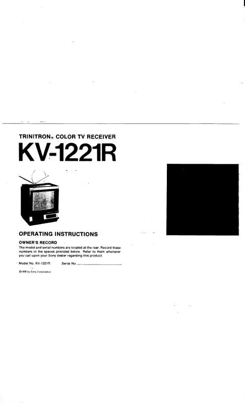 Mode d'emploi SONY KV-1221R