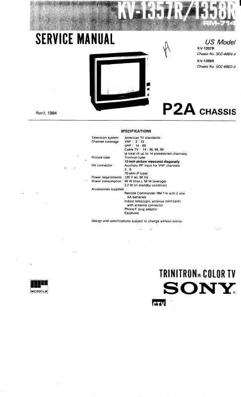 Mode d'emploi SONY KV-1357R