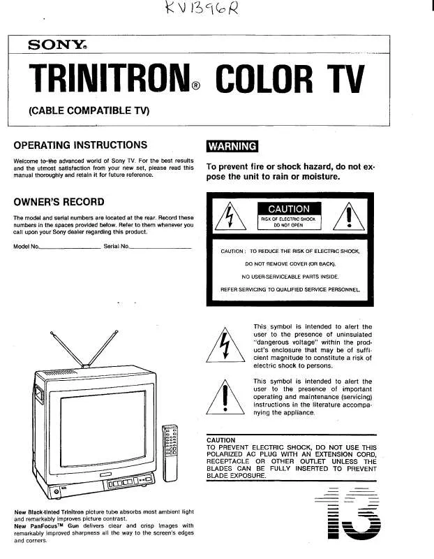 Mode d'emploi SONY KV-1396R