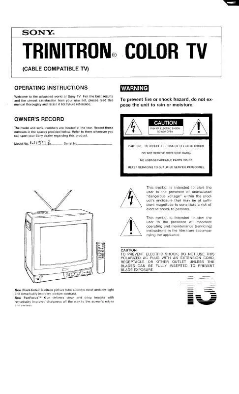 Mode d'emploi SONY KV-1397R