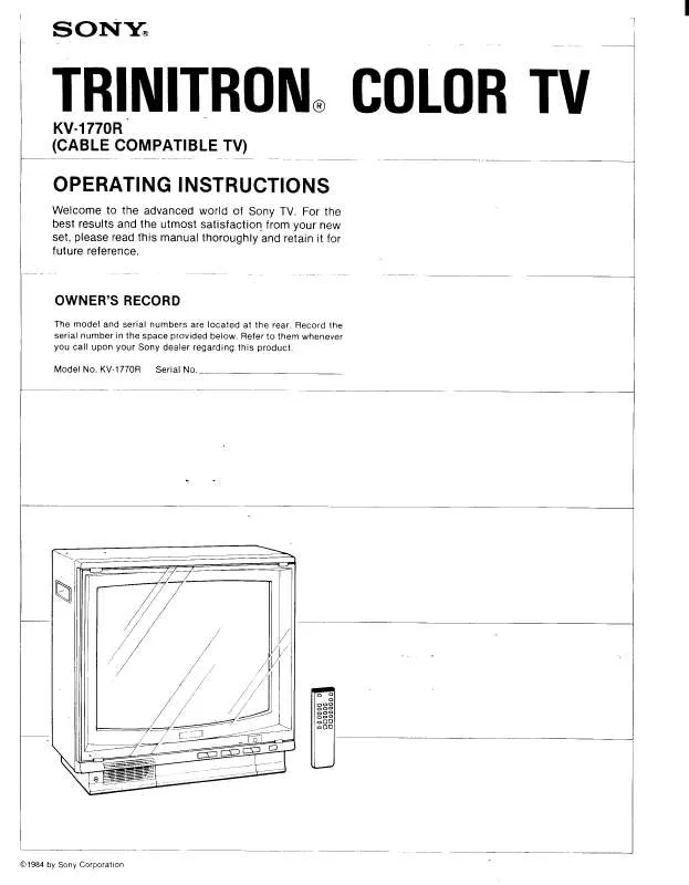 Mode d'emploi SONY KV-1770R