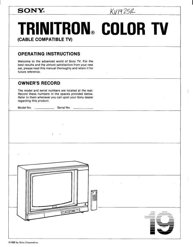 Mode d'emploi SONY KV-1925R