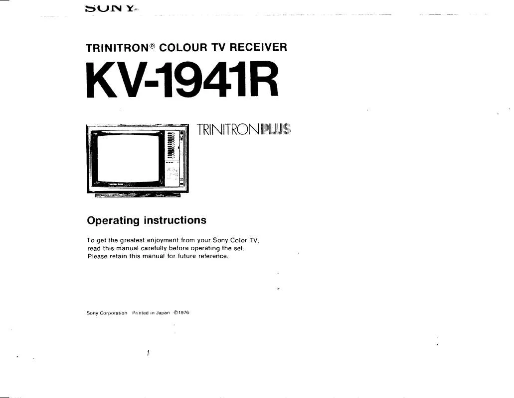 Mode d'emploi SONY KV-1941R