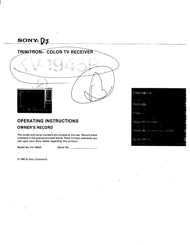 Mode d'emploi SONY KV-1945R