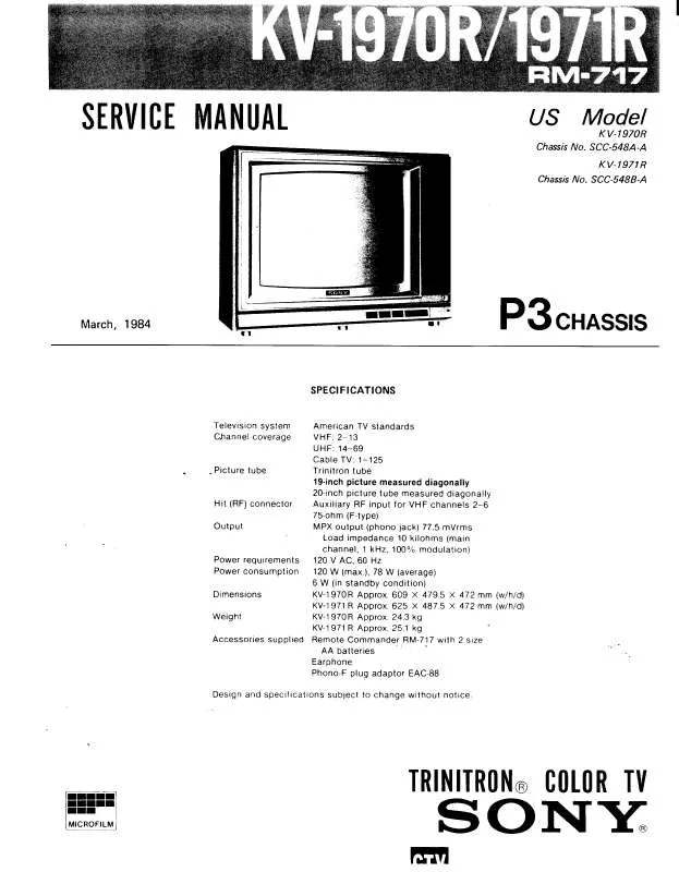 Mode d'emploi SONY KV-1970R