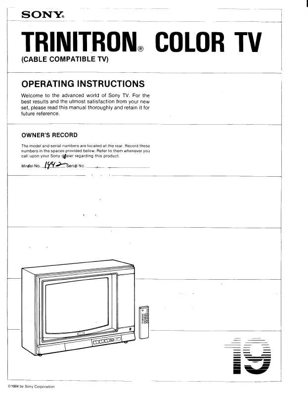 Mode d'emploi SONY KV-1992R