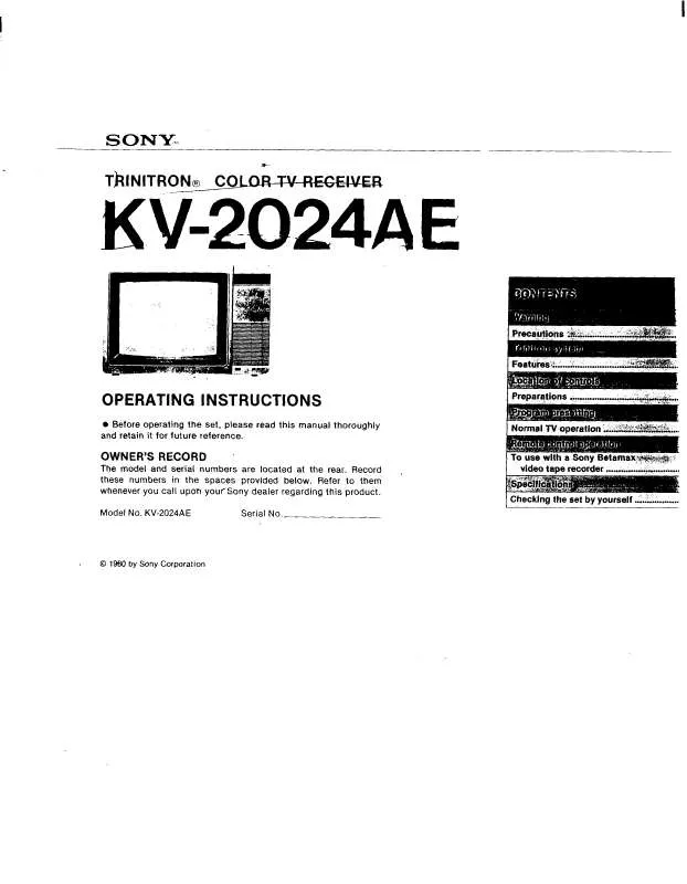 Mode d'emploi SONY KV-2024AE