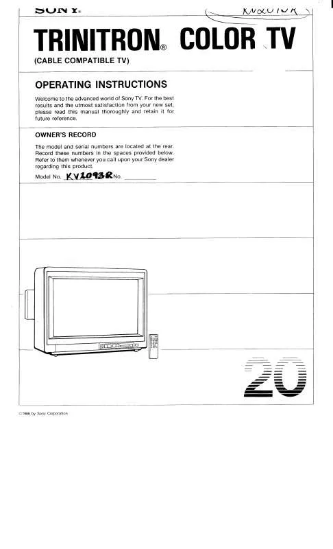 Mode d'emploi SONY KV-2093R