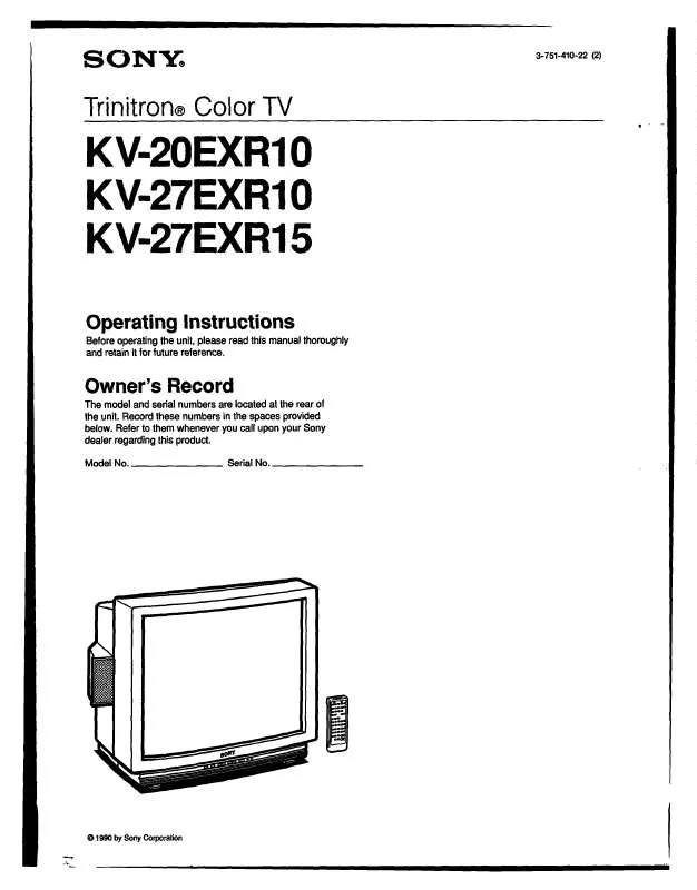 Mode d'emploi SONY KV-20EXR10