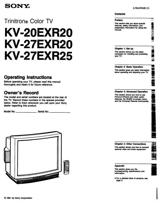 Mode d'emploi SONY KV-20EXR20