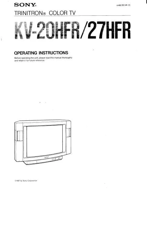 Mode d'emploi SONY KV-20HFR