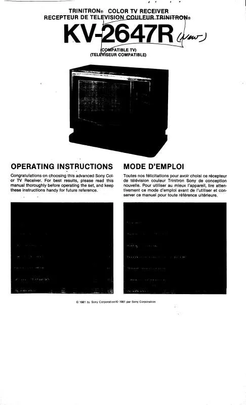 Mode d'emploi SONY KV-2647R