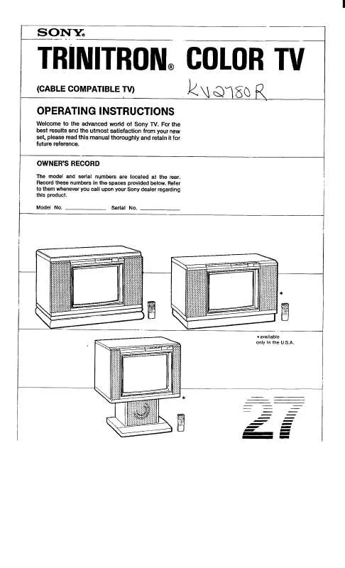 Mode d'emploi SONY KV-2780R