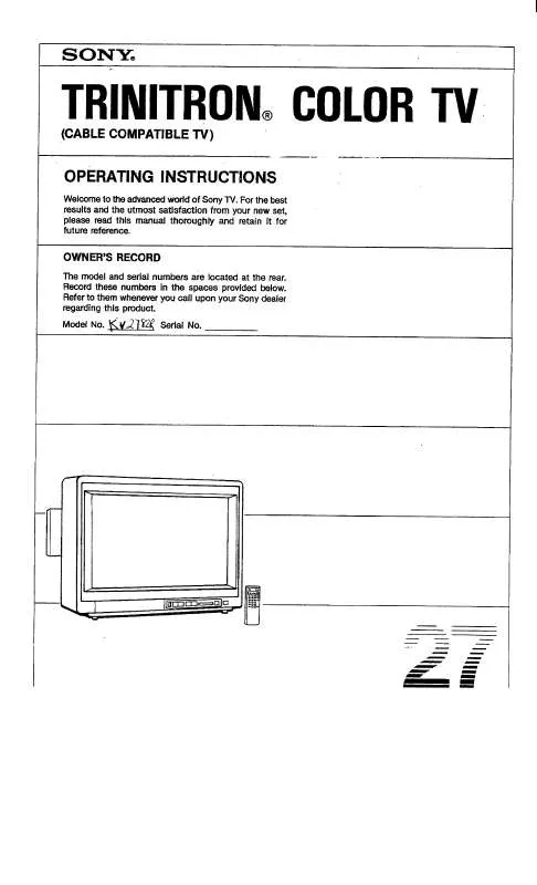 Mode d'emploi SONY KV-2782R