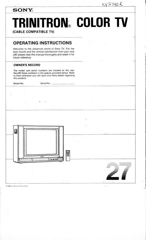 Mode d'emploi SONY KV-2790R