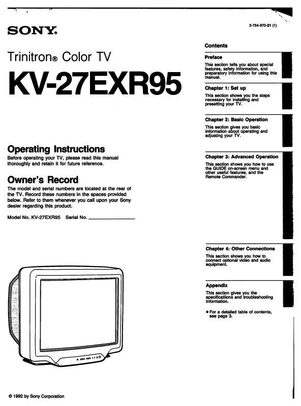 Mode d'emploi SONY KV-27EXR95