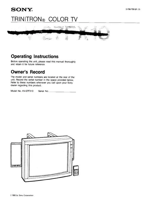 Mode d'emploi SONY KV-27FX10