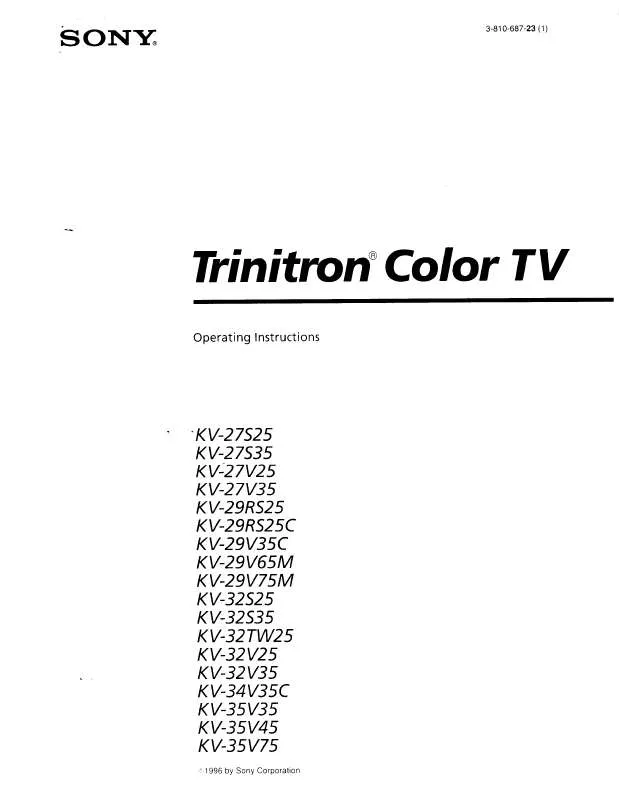 Mode d'emploi SONY KV-27S25