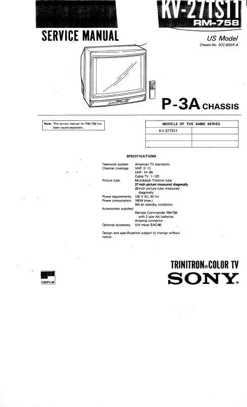 Mode d'emploi SONY KV-27TS11