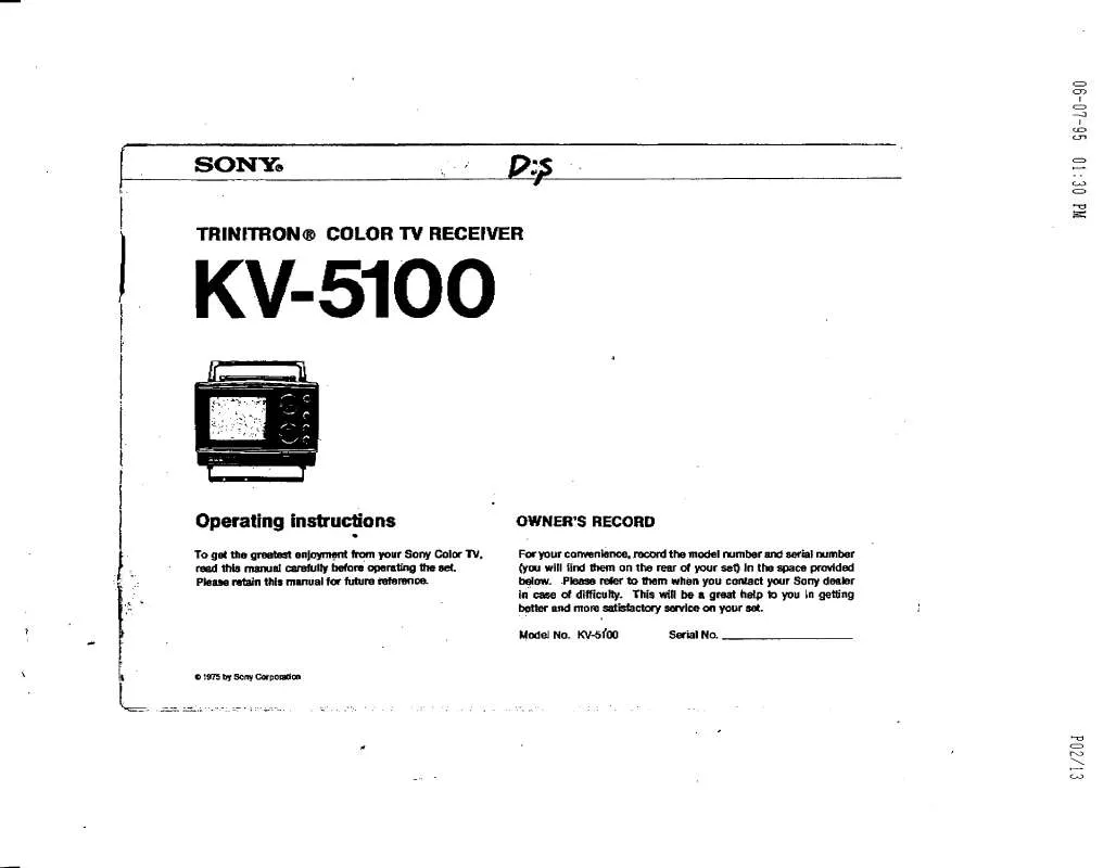 Mode d'emploi SONY KV-5100