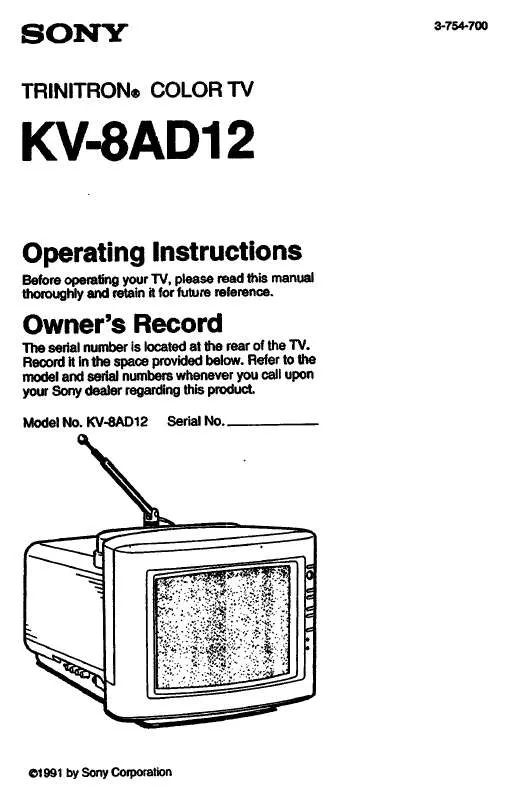 Mode d'emploi SONY KV-8AD12