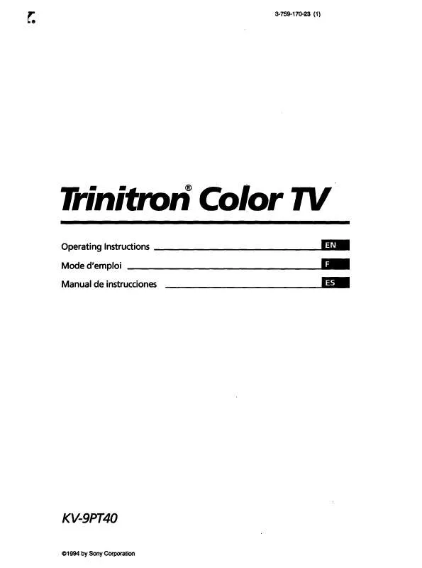 Mode d'emploi SONY KV-9PT40