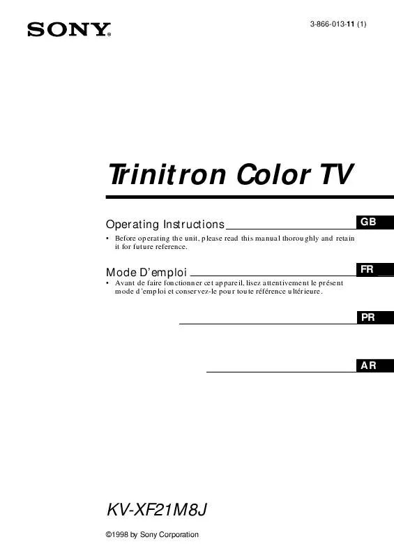 Mode d'emploi SONY KV-XF21