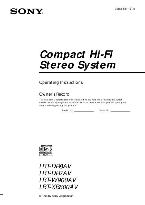 Mode d'emploi SONY LBT-DR7AV