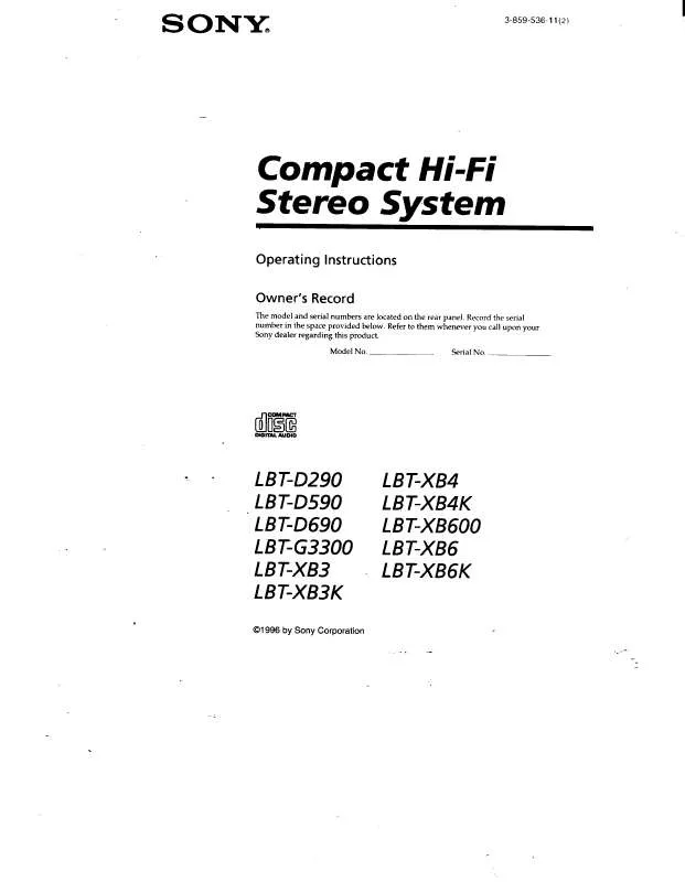 Mode d'emploi SONY LBT-G3300