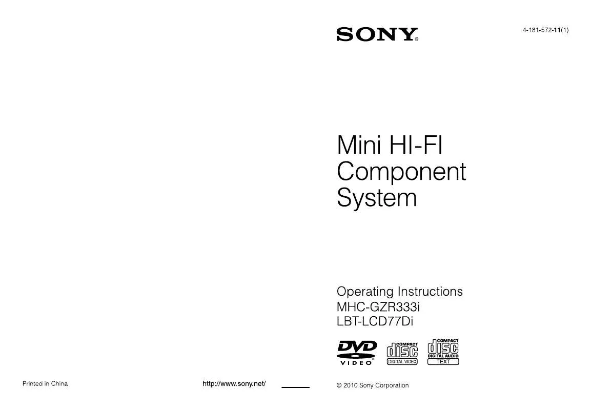 Mode d'emploi SONY LBT-LCD77DI