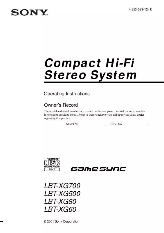 Mode d'emploi SONY LBT-XG80