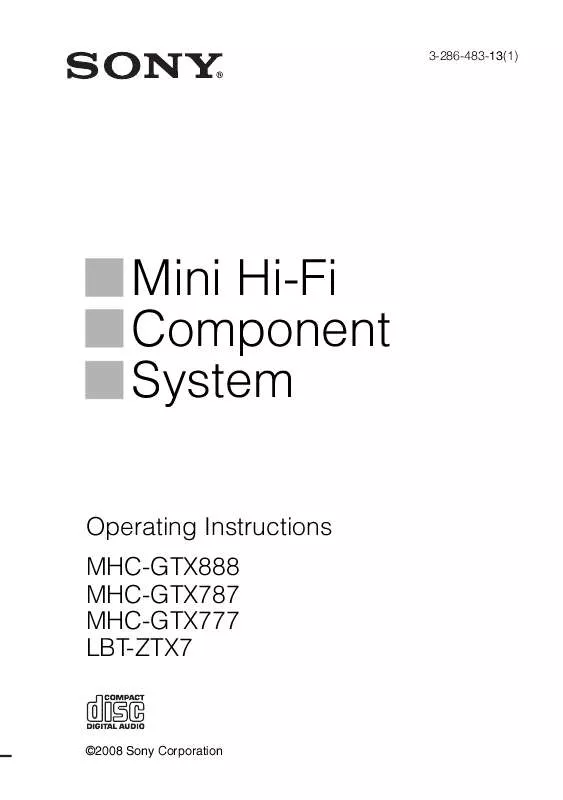 Mode d'emploi SONY LBT-ZTX7