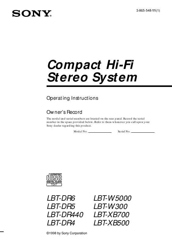 Mode d'emploi SONY LBT-DR6