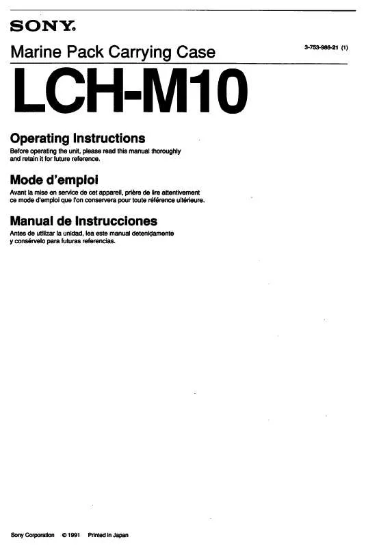 Mode d'emploi SONY LCH-M10