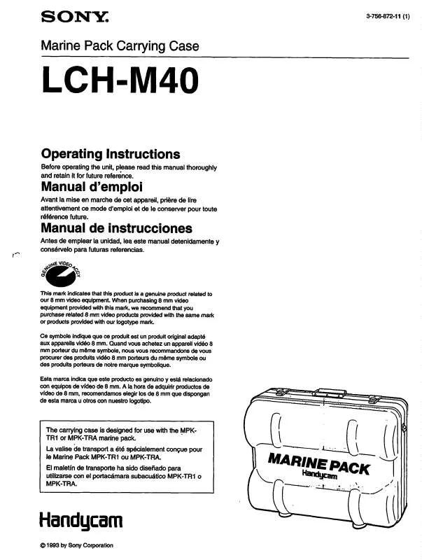 Mode d'emploi SONY LCH-M40