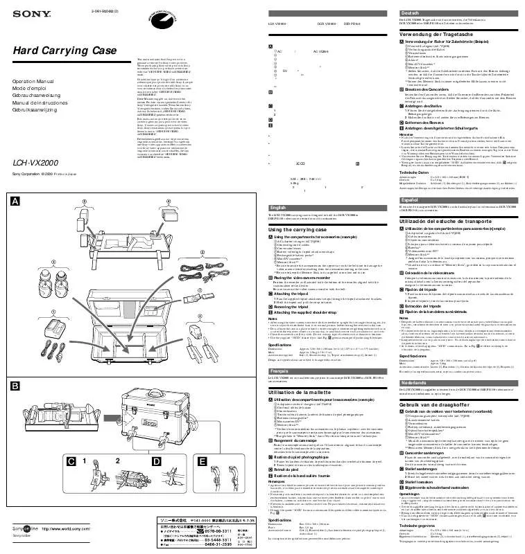 Mode d'emploi SONY LCH-VX2000