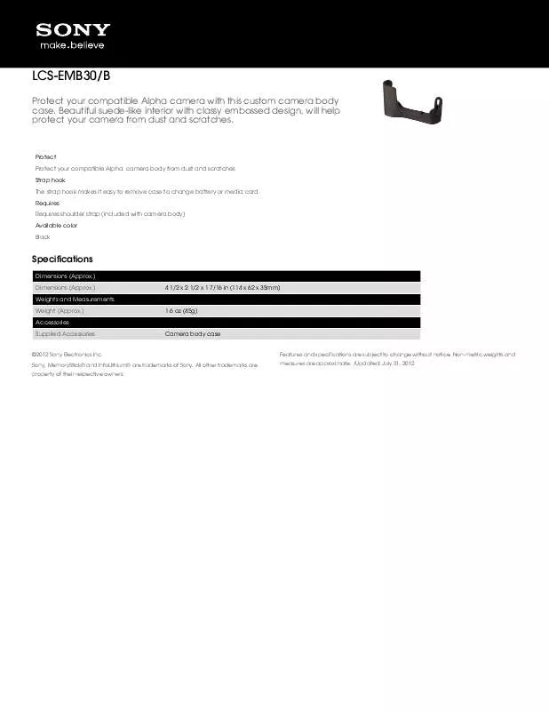 Mode d'emploi SONY LCS-EMB30