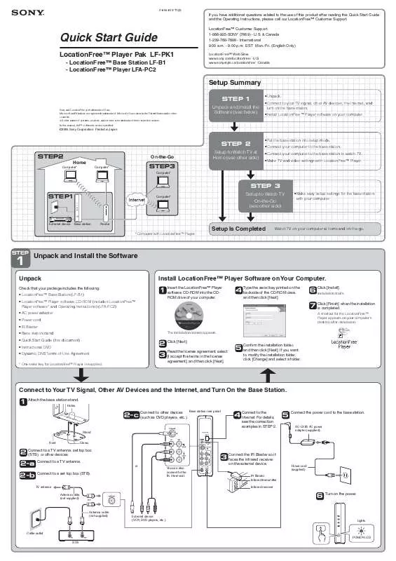 Mode d'emploi SONY LOCATIONFREE BASE STATION LF-B1