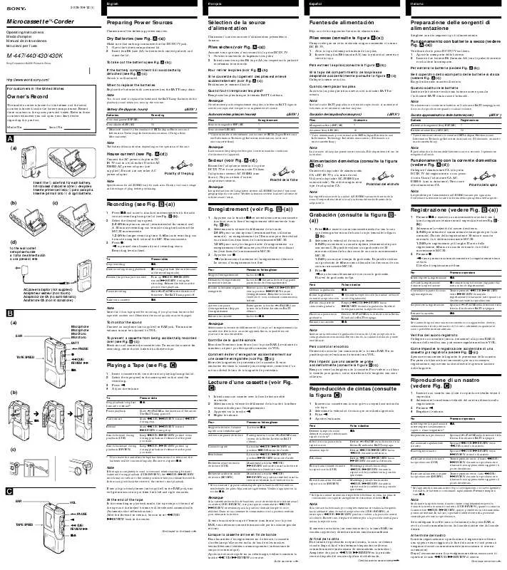 Mode d'emploi SONY M-440