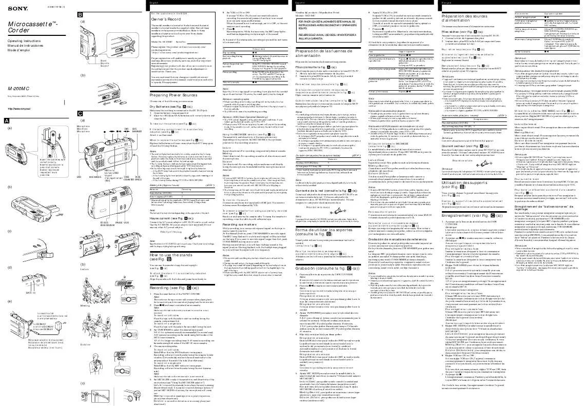 Mode d'emploi SONY M200MC