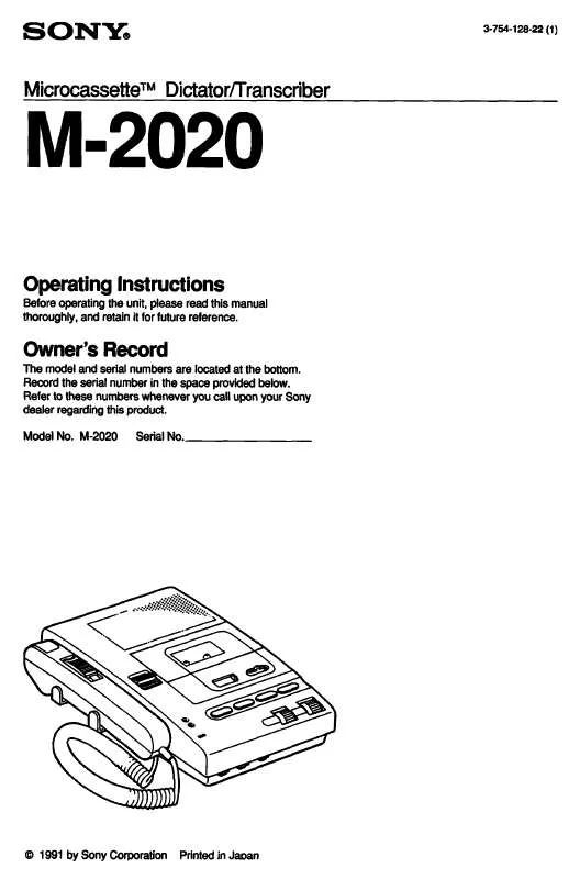 Mode d'emploi SONY M2020