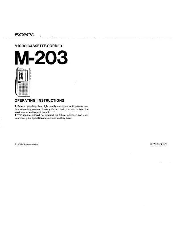 Mode d'emploi SONY M203