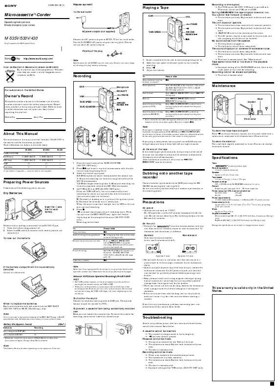 Mode d'emploi SONY M435P