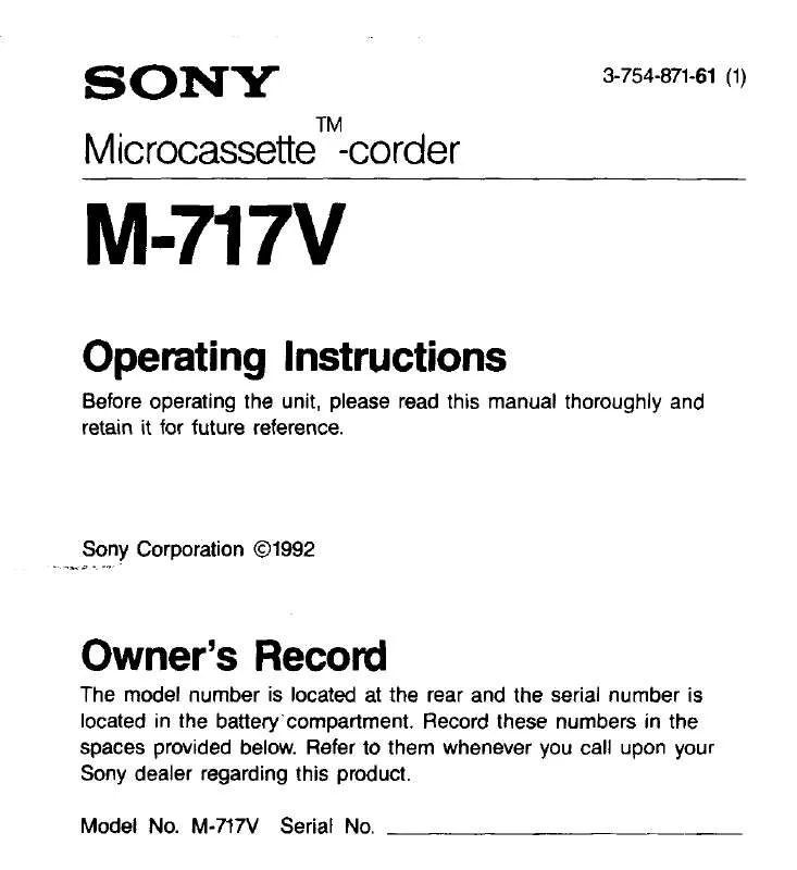 Mode d'emploi SONY M717V