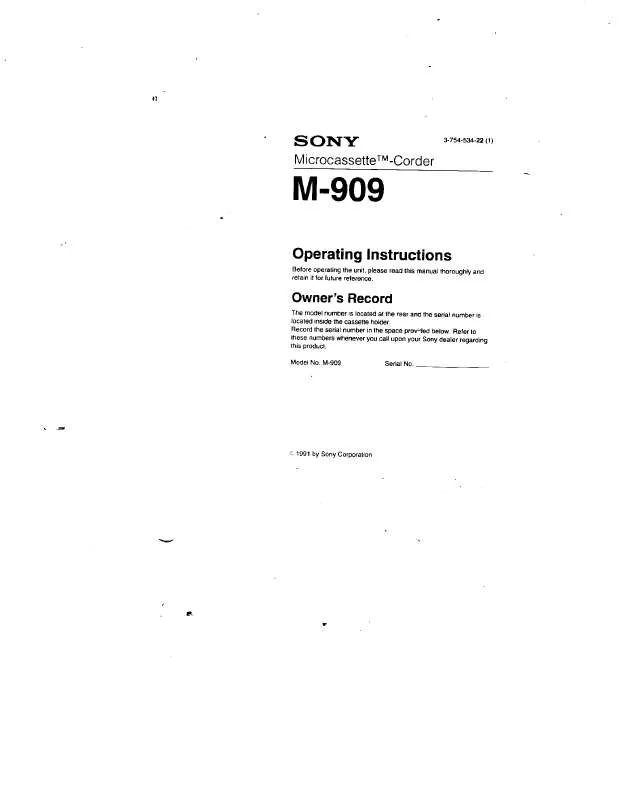 Mode d'emploi SONY M909