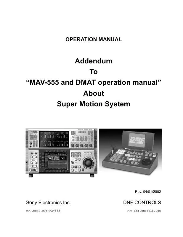 Mode d'emploi SONY MAV-555