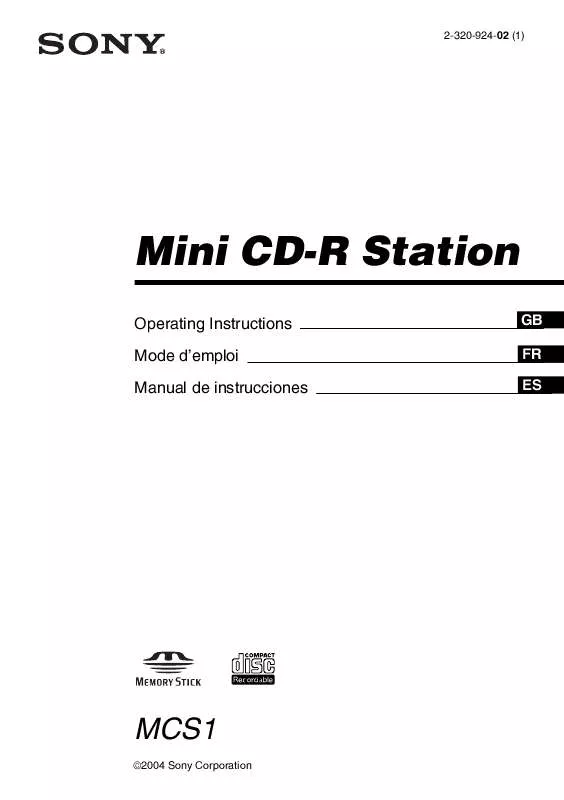 Mode d'emploi SONY MCS-1